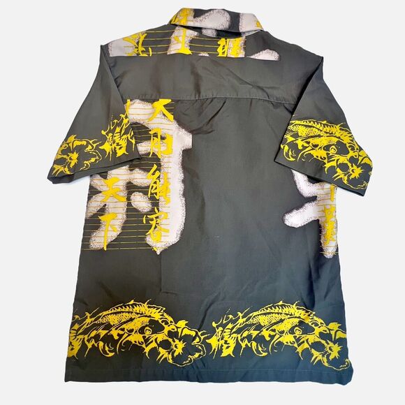 VTG Y2K Utility Brand Dragon Shirt Youth 9/10 Button Down Brown/Yellow RARE - Picture 2 of 14